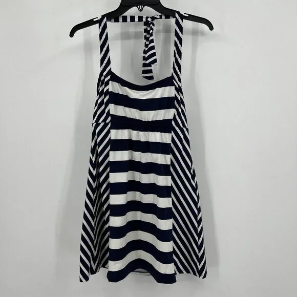 Lands' End | Swim | Lands End Womens Swim Dress Swim Wear Size 8 Striped  Blue White Underwire Bra | Poshmark